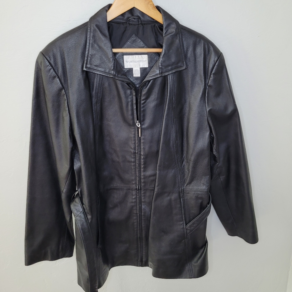 Worthington Genuine Leather Woman's Jacket with Belt